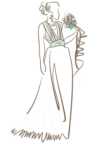 Dessin d'une mariée avec un bouquet